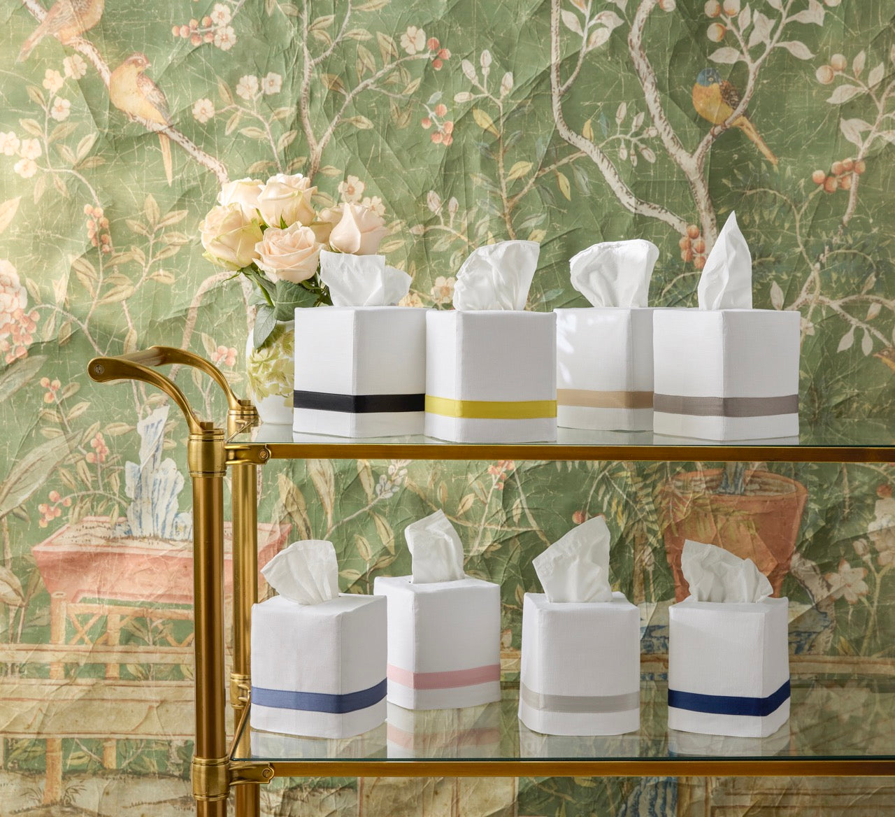 Image of Matouk tissue box cover in color Lowell.