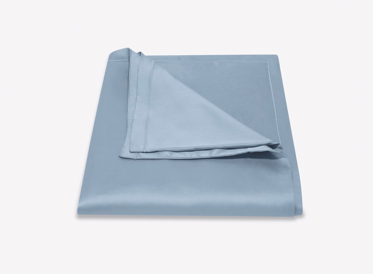 Image of Matouk Talita satin stitch duvet in color hazy blue.