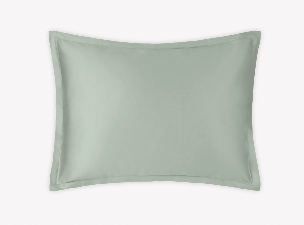 Image of Matouk Talita satin stitch sham in color celadon.