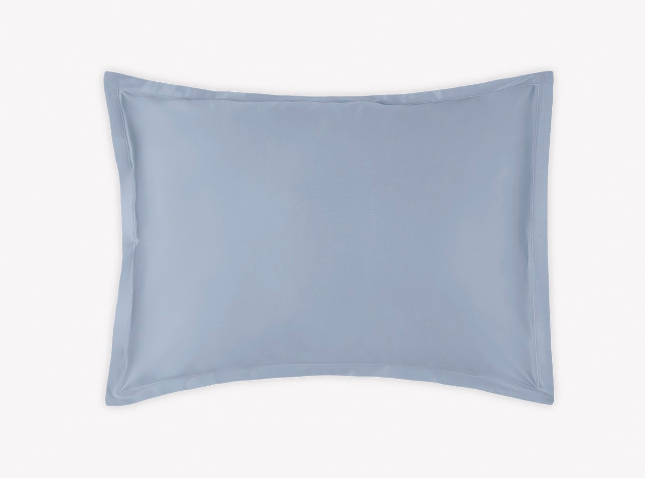 Image of Matouk Talita satin stitch sham in color hazy blue.