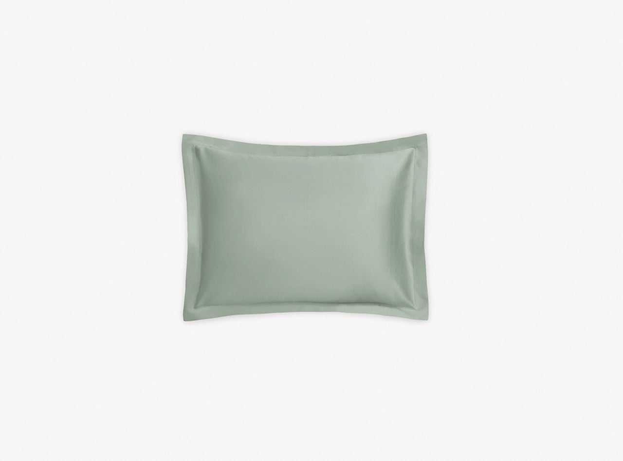 Image of Matouk Talita satin stitch boudoir sham in color celadon.