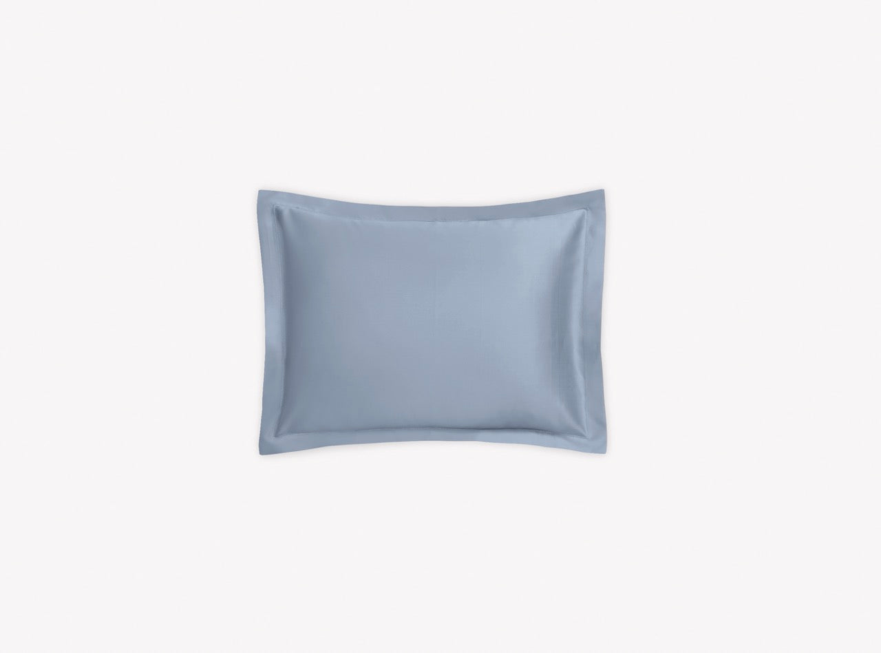 Image of Matouk Talita satin stitch boudoir sham in color hazy blue.