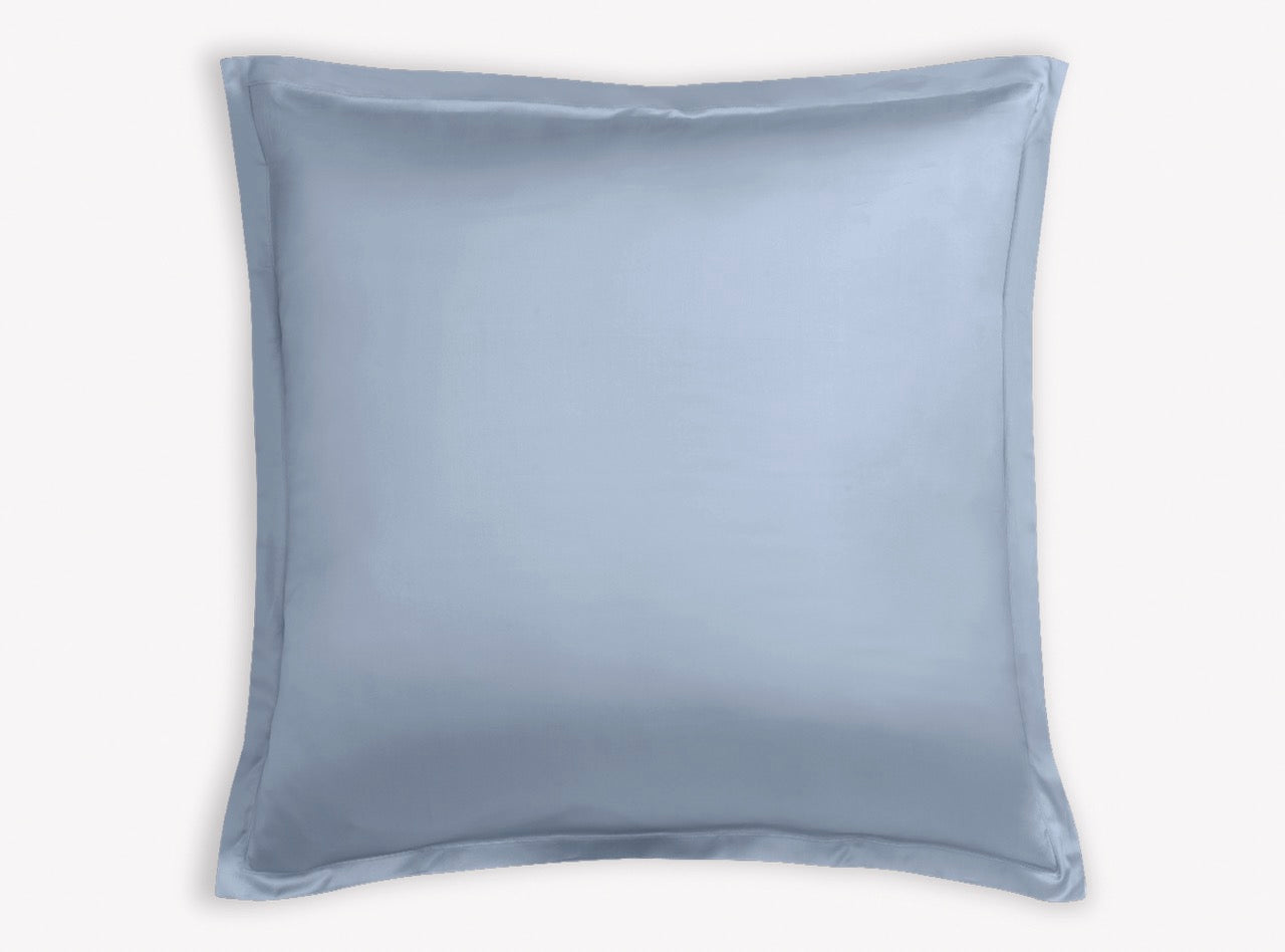 Image of Matouk Talita satin stitch euro sham in color hazy blue.