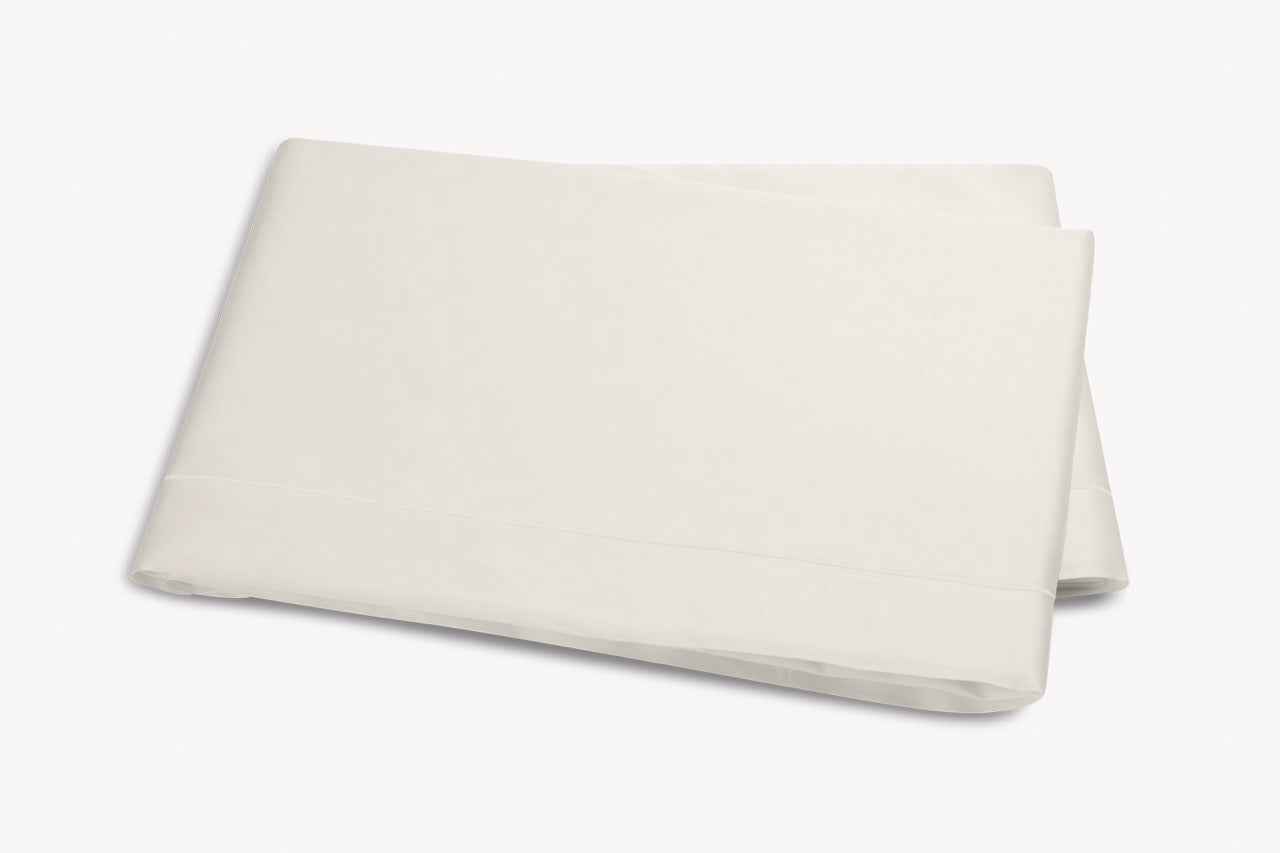 Image of Matouk Talita satin stitch flat sheet in color bone.