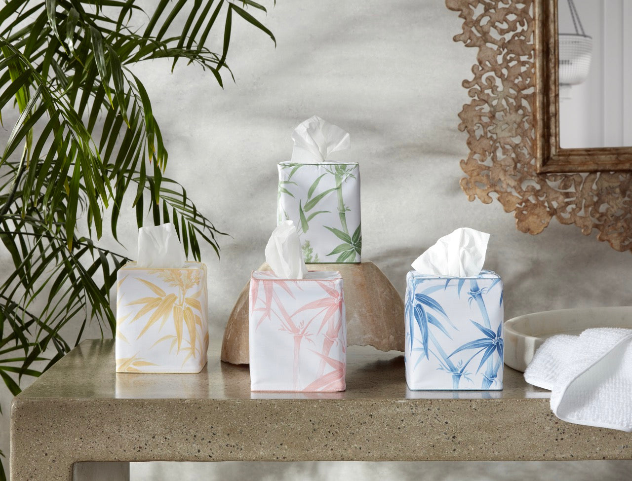 Image of Matouk tissue box cover in color Dominique.