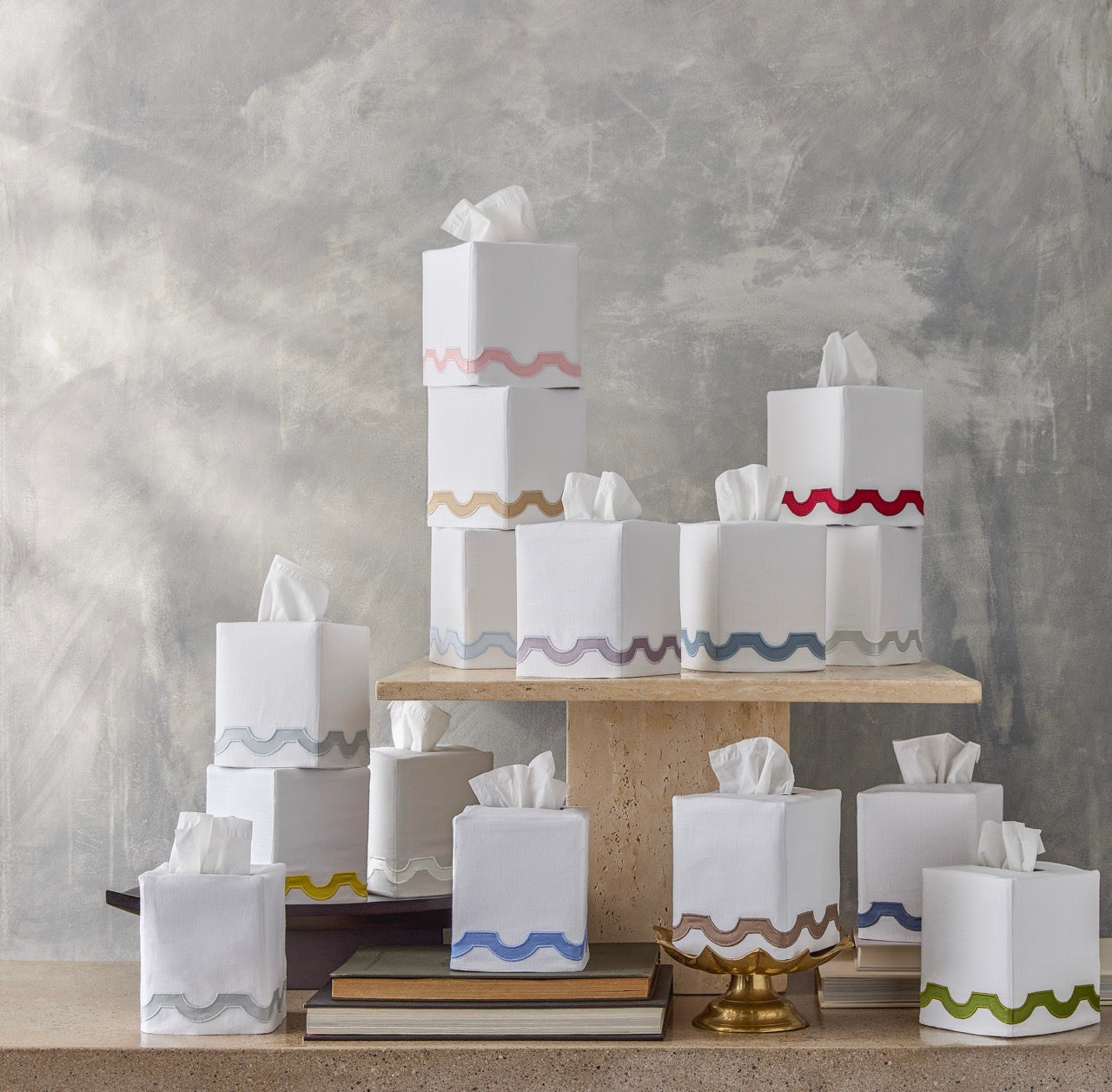 Image of Matouk tissue box cover in color Mirasol.