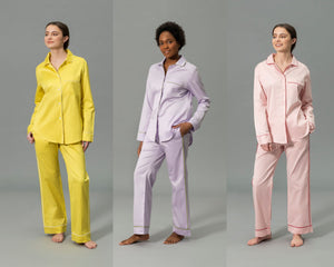 Photo of the Nocturne Sateen Pajama Set ensemble.