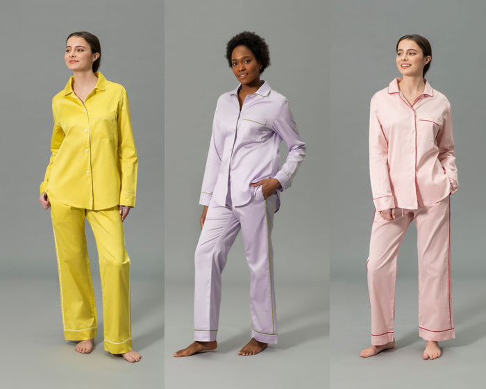 Photo of the Nocturne Sateen Pajama Set ensemble.