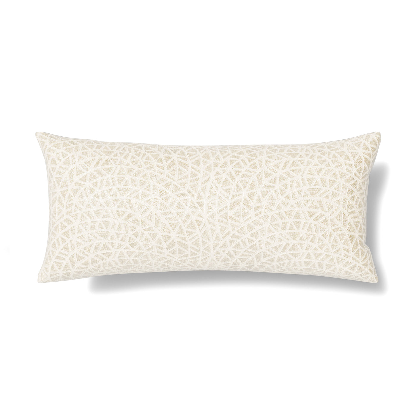 Ann Gish Ornament lumbar pillow in ivory with an allover geometric mosaic pattern.