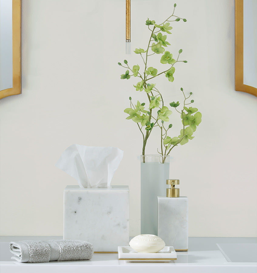 Sferra Pietra Marble | Tissue Holder White/Gold