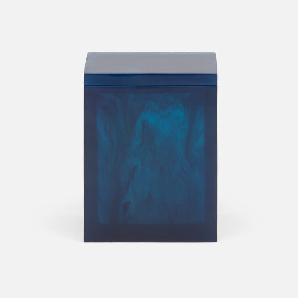 Pigeon & Poodle Abiko bath canister in deep navy lacquered resin with lid.