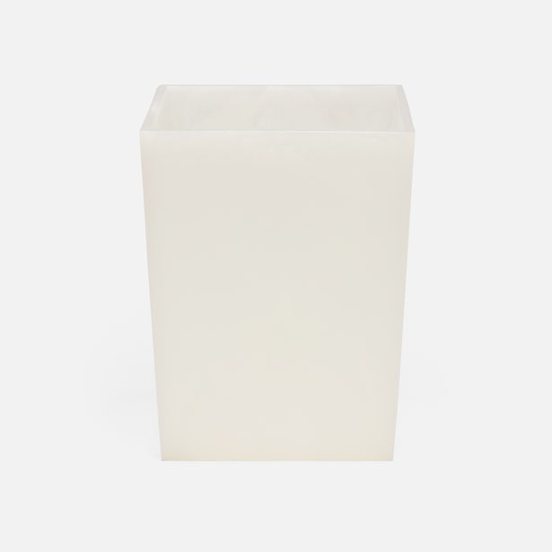 Pigeon & Poodle Abiko wastebasket in ivory resin, angled front view.