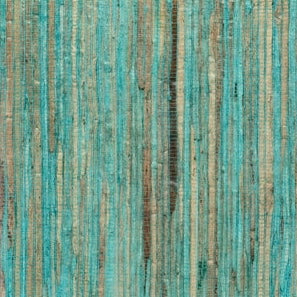 Close-up of turquoise and taupe striped woven texture detail on Bali bath canister.