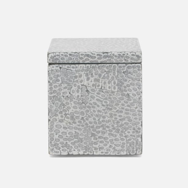 Pigeon & Poodle Callas bath canister in silver with textured crackle pattern.