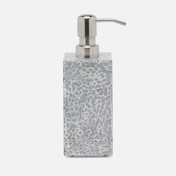 Pigeon & Poodle Callas soap pump in grey, close-up of textured stone-look body.