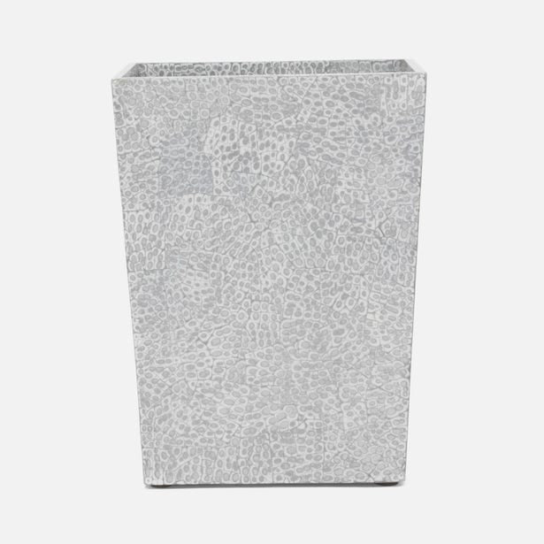 Pigeon & Poodle Callas wastebasket in silver mosaic textured finish.