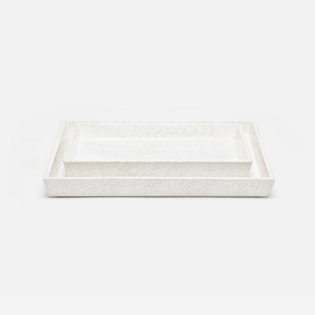 Two ivory Callas nesting trays with pearlescent mosaic finish, nested together on white background.