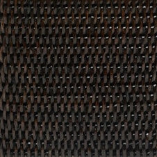 Close-up of dark espresso woven rattan texture on Camden toilet paper holder.