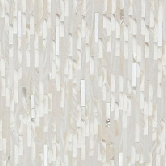 Close-up of ivory and white mosaic tile pattern with subtle sheen variations.
