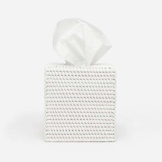Pigeon & Poodle Dalton tissue box cover in white, close-up of woven texture detail.