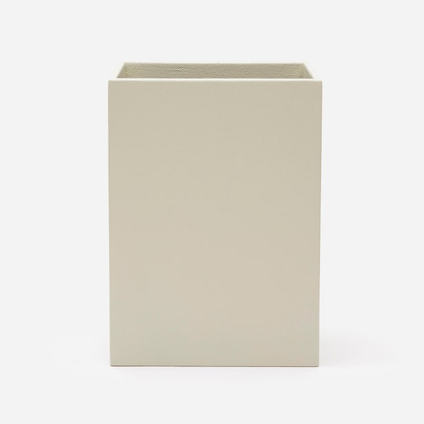 Pigeon & Poodle Dannes wastebasket in ivory shagreen-embossed faux leather.