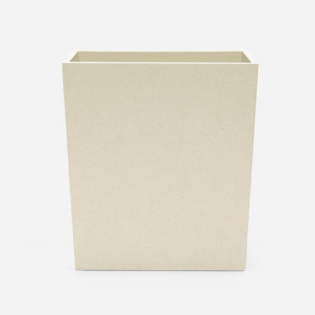 Pigeon & Poodle Dannes wastebasket in ivory, front view showing clean rectangular form.