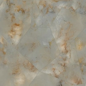 Close-up of translucent stone-effect resin surface in warm grey and amber tones.