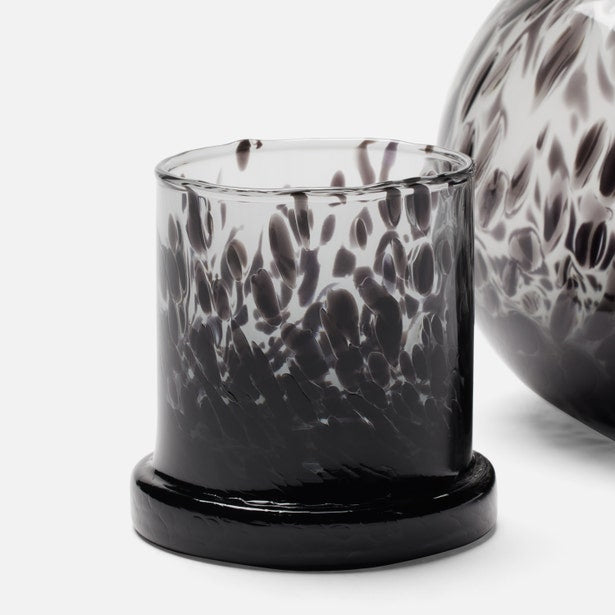 Pigeon & Poodle Lausanne carafe glass in charcoal speckled tortoise pattern.
