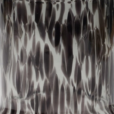 Close-up of Lausanne carafe surface showing smoke-toned rippled glass texture.