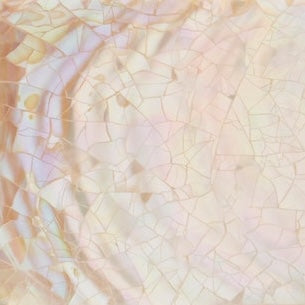 Close-up of Lugano brush holder surface in blush, showing iridescent crackle glaze texture.