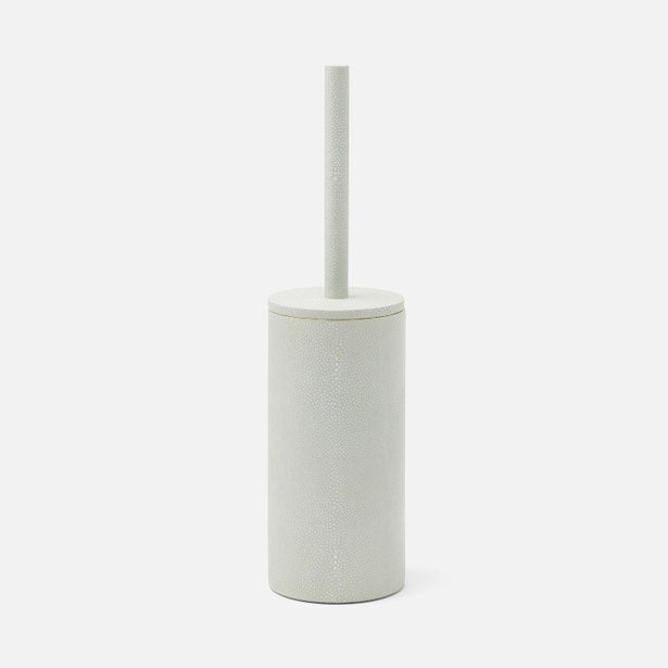 Pigeon & Poodle Manchester toilet brush holder in ivory with textured faux shagreen finish.