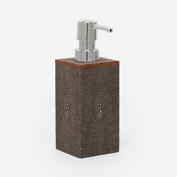 Pigeon & Poodle Manchester soap pump in chocolate shagreen with polished nickel top.