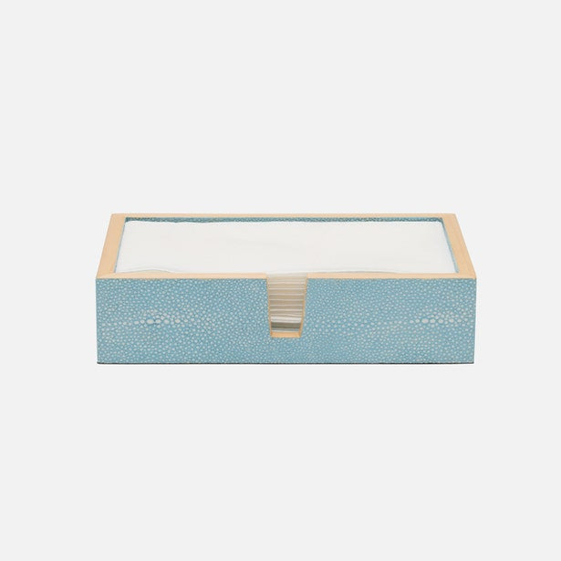 Pigeon & Poodle Manchester tray in teal shagreen holding folded ivory hand towels.