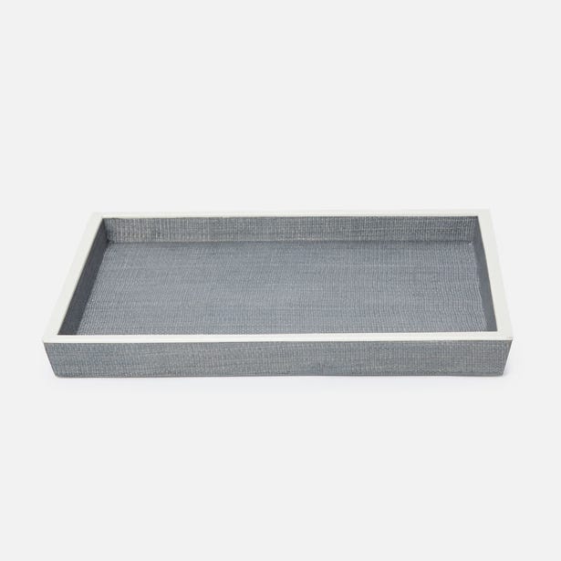 Pigeon & Poodle Maranello tray in slate with white lacquer border, top-down angle.