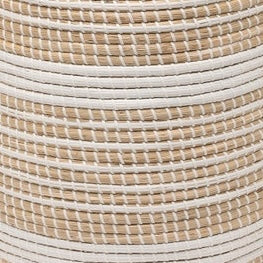 Close-up of Olinda hamper's woven ivory and natural stripe texture.
