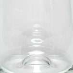 Close-up of clear glass Salford carafe base and lower body.