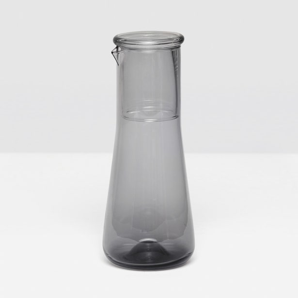 Pigeon & Poodle Salford carafe in smoke grey glass, tapered silhouette with tumbler top.