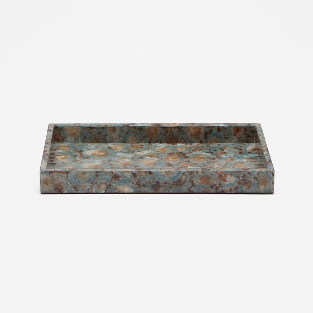 Pigeon & Poodle Sitges tray in blue-green and rust mottled stone finish.