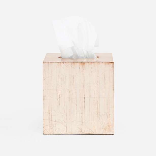 Pigeon & Poodle Tanlay tissue box cover in ivory with fine linear scored texture.