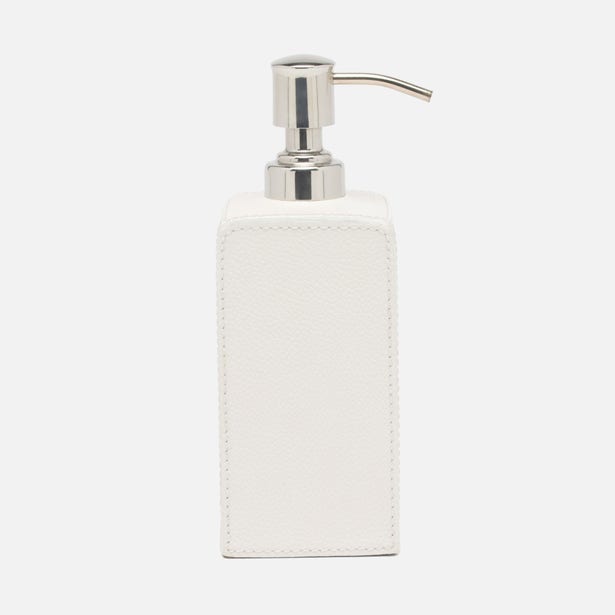 Pigeon & Poodle Victoria soap pump in white with silver pump dispenser.