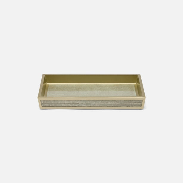 Pigeon & Poodle Waterford bath tray in gold with textured stone inlay detail.