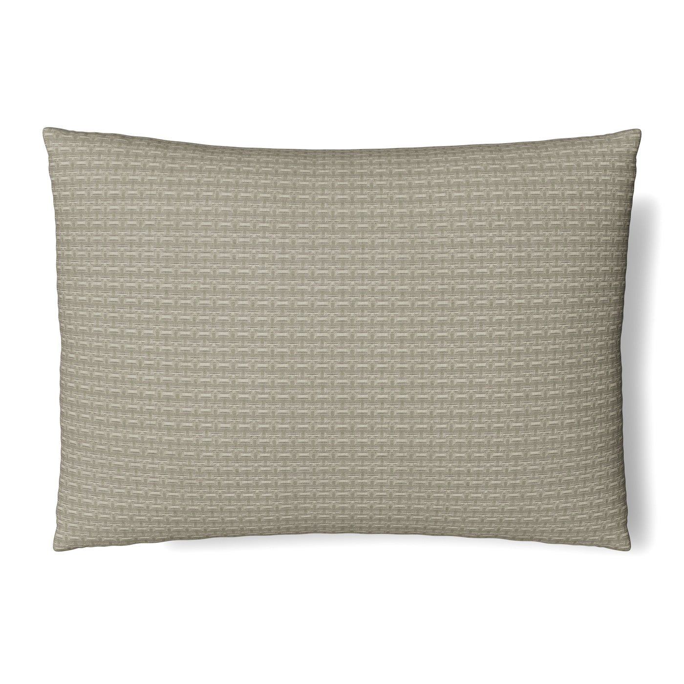 Ann Gish Pavilion sham in sage, close-up showing woven basket-weave texture pattern.