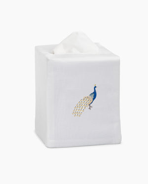 Photo of the Peacock Blue Tissue Box Cover ensemble.