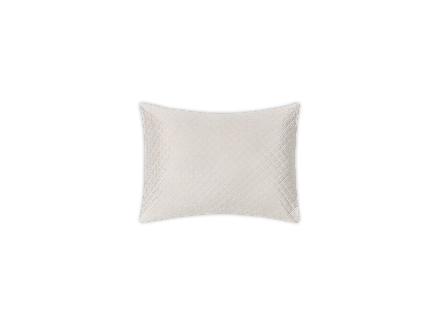 Ivory pillow sham with tonal diamond quilted pattern on white background.