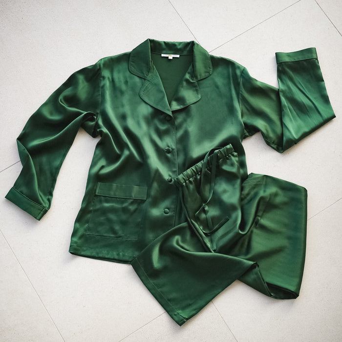 Photo of the Ashley Silk PJ Set ensemble.