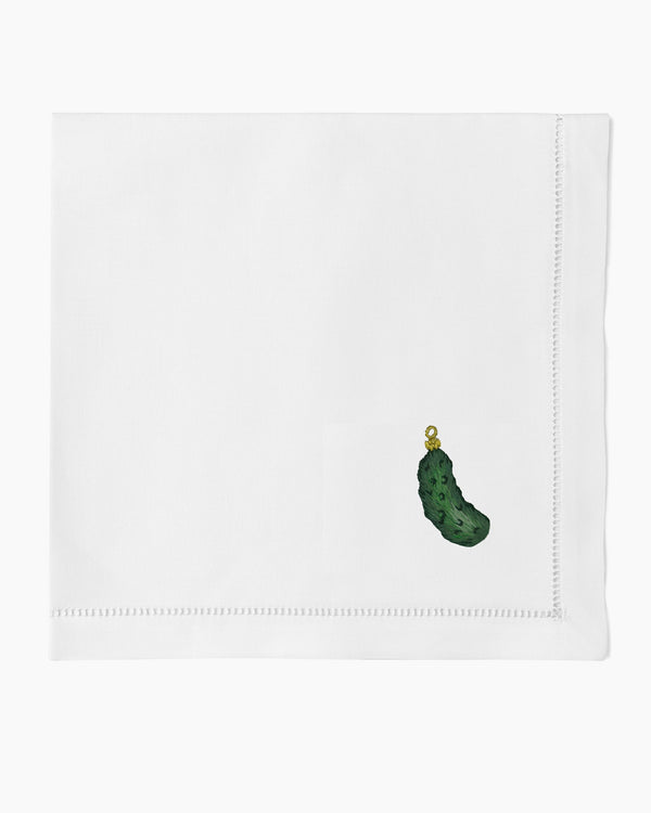 Photo of the Pickle Ornament Napkin ensemble.