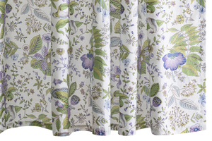 Photo of the Pomegranate Linen Shower Curtain ensemble.