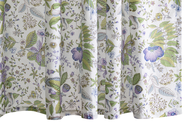 Photo of the Pomegranate Linen Shower Curtain ensemble.