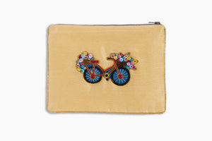Photo of the Bicycle Flowers Zipper Pouch ensemble.