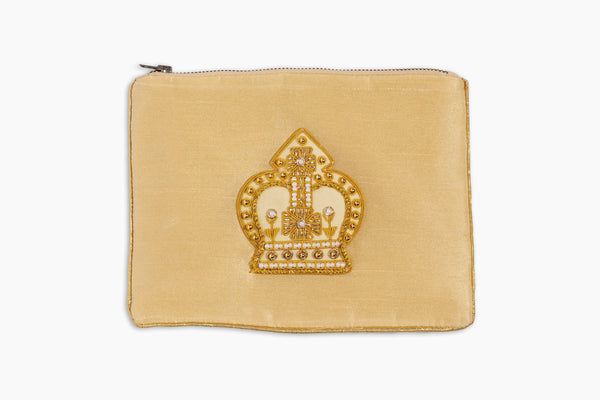 Photo of the Crown Gold Zipper Pouch ensemble.